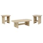 KAILANI 3-PIECE COASTAL COFFEE AND END TABLE SET BEIGE OAK - Image 2