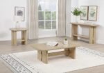 KAILANI COASTAL SOFA CONSOLE TABLE WITH SHELF BEIGE OAK - Image 8