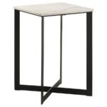 TOBIN SQUARE MARBLE TOP END TABLE WHITE AND BLACK