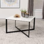 TOBIN SQUARE MARBLE TOP COFFEE TABLE WHITE AND BLACK - Image 2