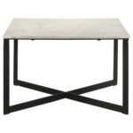 TOBIN SQUARE MARBLE TOP COFFEE TABLE WHITE AND BLACK - Image 3