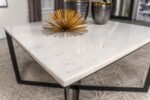 TOBIN SQUARE MARBLE TOP COFFEE TABLE WHITE AND BLACK - Image 4