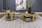 DAWN 2-PIECE ROUND COFFEE AND END TABLE SET MANGO BROWN