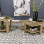 DAWN 2-PIECE ROUND COFFEE AND END TABLE SET MANGO BROWN