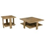 DAWN 2-PIECE ROUND COFFEE AND END TABLE SET MANGO BROWN - Image 2