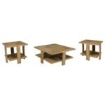 DAWN 3-PIECE ROUND COFFEE AND END TABLE SET MANGO BROWN - Image 2