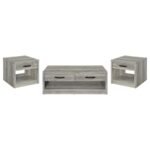 FELIX 3-PIECE COFFEE AND END TABLE SET GREY DRIFTWOOD - Image 2