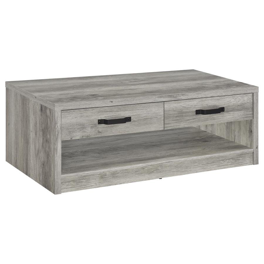 707728_02x900.jpg FELIX 2-DRAWER ENGINEERED WOOD COFFEE TABLE GREY DRIFTWOOD - Image 1