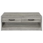 FELIX 2-DRAWER ENGINEERED WOOD COFFEE TABLE GREY DRIFTWOOD - Image 4