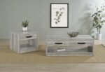 FELIX 2-DRAWER ENGINEERED WOOD COFFEE TABLE GREY DRIFTWOOD - Image 9