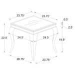 CARONE SQUARE GLASS TOP END SIDE TABLE WHITE AND CHROME - Image 3