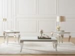 CARONE SQUARE GLASS TOP END SIDE TABLE WHITE AND CHROME - Image 4