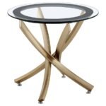 BROOKE 2-PIECE ROUND COFFEE AND END TABLE SET ROSE BRASS - Image 3