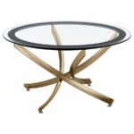 BROOKE 2-PIECE ROUND COFFEE AND END TABLE SET ROSE BRASS - Image 4