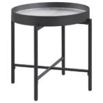 OZELLA ROUND END SIDE TABLE WITH RECESSED TOP SANDY BLACK