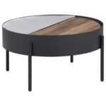 OZELLA 2-PIECE ROUND COFFEE AND END TABLE SET SANDY BLACK - Image 4