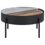 OZELLA 2-PIECE ROUND COFFEE AND END TABLE SET SANDY BLACK - Image 5