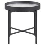OZELLA 2-PIECE ROUND COFFEE AND END TABLE SET SANDY BLACK - Image 8