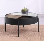 OZELLA ROUND COFFEE TABLE WITH HIDDEN STORAGE SANDY BLACK - Image 3