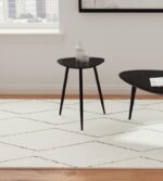 ODESSA TRIANGULAR SOLID WOOD END TABLE BLACK - Image 2
