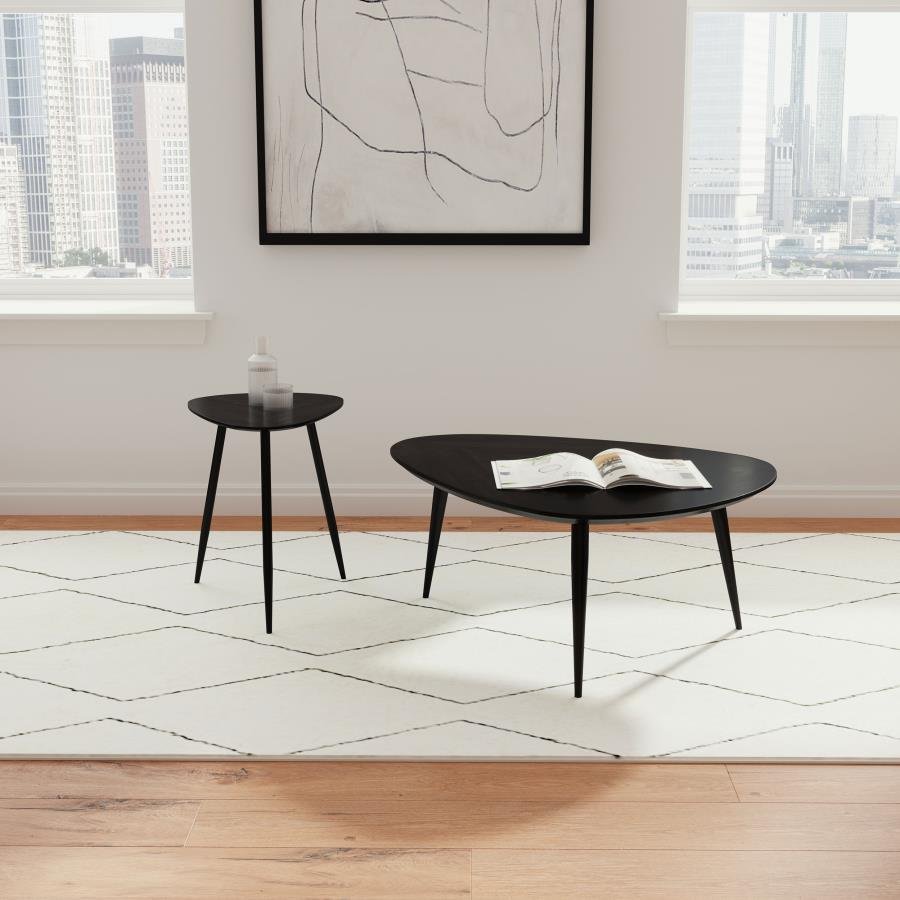 707918-S2_01x900.jpg ODESSA 2-PIECE TRIANGULAR COFFEE AND END TABLE SET BLACK - Image 1