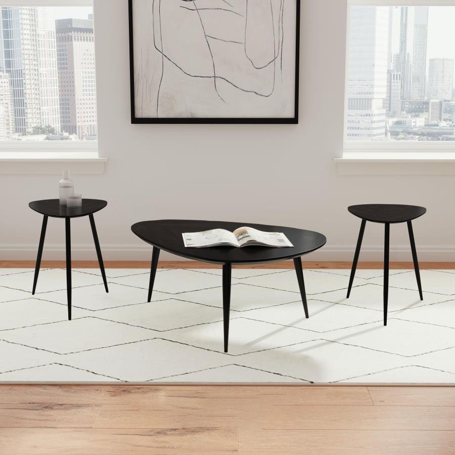 707918-S3_01x900.jpg ODESSA 3-PIECE TRIANGULAR COFFEE AND END TABLE SET BLACK - Image 1