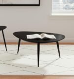 ODESSA TRIANGULAR SOLID WOOD COFFEE TABLE BLACK - Image 2