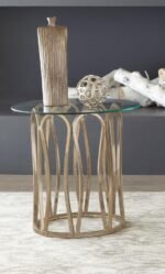 MONETT ROUND GLASS TOP SIDE END TABLE CHOCOLATE CHROME - Image 2