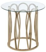 MONETT ROUND GLASS TOP SIDE END TABLE CHOCOLATE CHROME