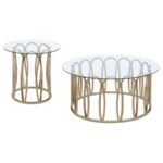MONETT 2-PIECE COFFEE AND END TABLE SET CHOCOLATE CHROME - Image 2