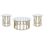 MONETT 3-PIECE COFFEE AND END TABLE SET CHOCOLATE CHROME - Image 2