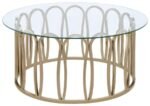MONETT ROUND GLASS TOP COFFEE TABLE CHOCOLATE CHROME
