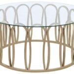 MONETT ROUND GLASS TOP COFFEE TABLE CHOCOLATE CHROME