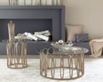 MONETT ROUND GLASS TOP COFFEE TABLE CHOCOLATE CHROME - Image 4