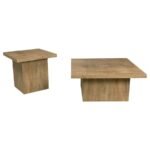 DEVAR 2-PIECE SQUARE COFFEE AND END TABLE SET MANGO - Image 2
