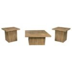 DEVAR 3-PIECE SQUARE COFFEE AND END TABLE SET MANGO - Image 2