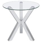 KENZIE ROUND TEMPERED GLASS TOP END SIDE TABLE CHROME - Image 3
