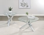 KENZIE ROUND TEMPERED GLASS TOP END SIDE TABLE CHROME - Image 7