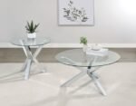 KENZIE 2-PIECE ROUND COFFEE AND END TABLE SET CHROME