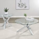 KENZIE 2-PIECE ROUND COFFEE AND END TABLE SET CHROME