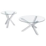KENZIE 2-PIECE ROUND COFFEE AND END TABLE SET CHROME - Image 2