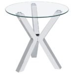 KENZIE 2-PIECE ROUND COFFEE AND END TABLE SET CHROME - Image 3