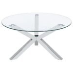 KENZIE 2-PIECE ROUND COFFEE AND END TABLE SET CHROME - Image 7