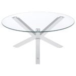 KENZIE ROUND TEMPERED GLASS TOP COCKTAIL COFFEE TABLE CHROME - Image 4