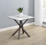 CARVELL SQUARE SINTERED STONE END SIDE TABLE MIRAGE WHITE - Image 2