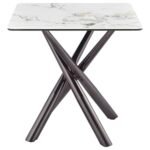 CARVELL SQUARE SINTERED STONE END SIDE TABLE MIRAGE WHITE - Image 3