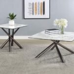 CARVELL 2-PIECE SQUARE COFFEE AND END TABLE SET MIRAGE WHITE