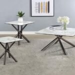 CARVELL 3-PIECE SQUARE COFFEE AND END TABLE SET MIRAGE WHITE