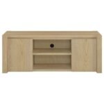 LAURELTON 60-INCH 2-DOOR TV STAND MEDIA CONSOLE LIGHT OAK - Image 4