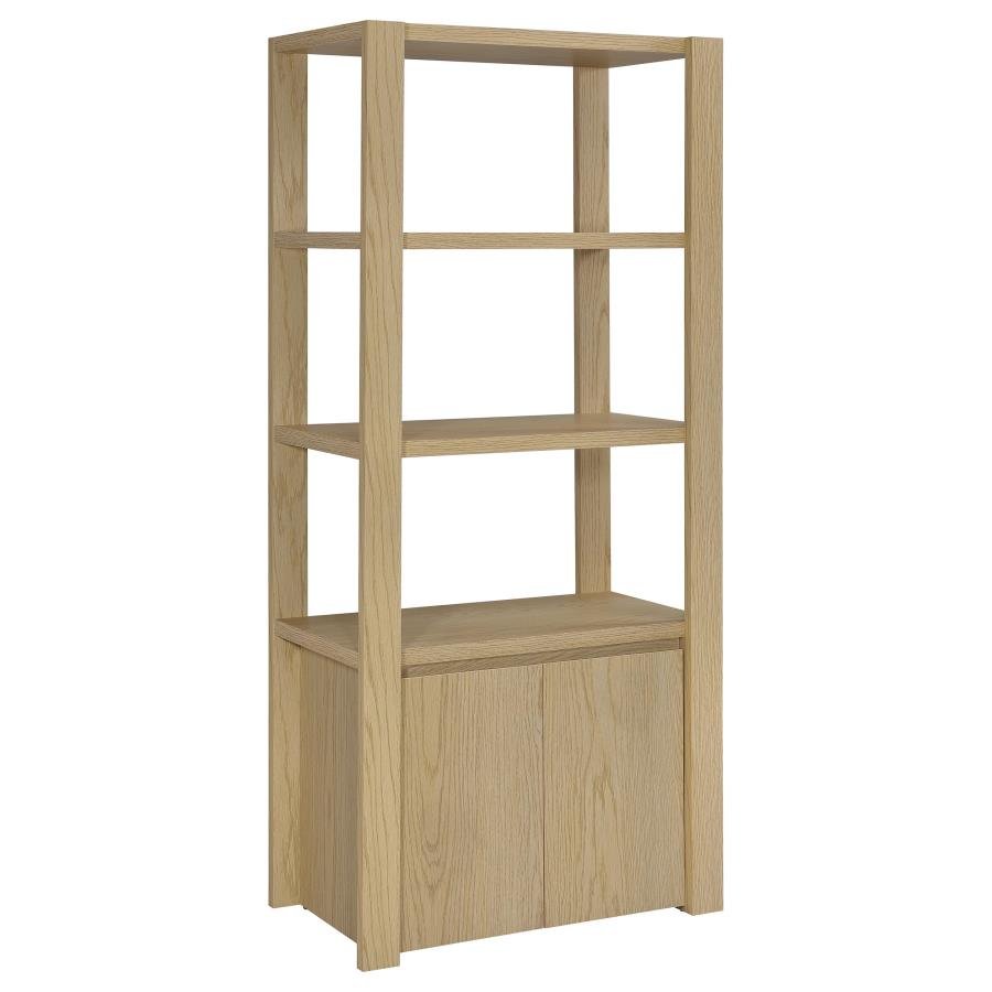 708224_02x900.jpg LAURELTON 3-SHELF MEDIA TOWER TALL PIER CABINET LIGHT OAK - Image 1